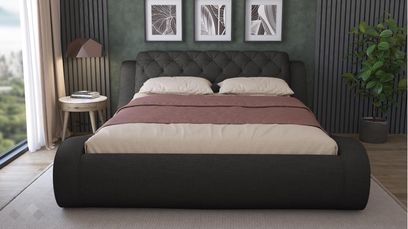 Тапицирана спалня 160/200 Азура с включен матрак Бонел 160/200 графит със сиво - изглед 2 - МебелМаг Тапицирана спалня 160/200 Азура с включен матрак Бонел 160/200 графит със сиво - изглед 2