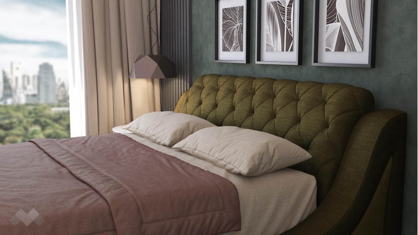 Тапицирана спалня 160/200 Азура с включен матрак Бонел 160/200 тъмно зелен със зелено - изглед 4 - МебелМаг Тапицирана спалня 160/200 Азура с включен матрак Бонел 160/200 тъмно зелен със зелено - изглед 4