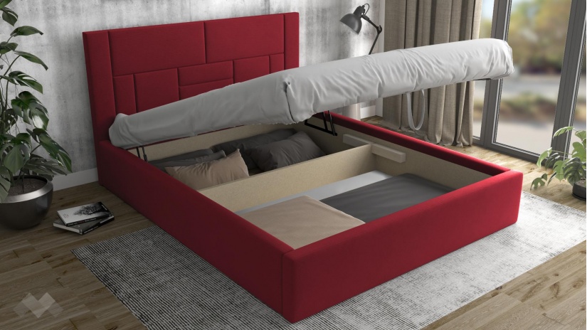 Тапицирана спалня 160/200 Биляна с включен матрак Бонел 160/200 червен - изглед 2 - МебелМаг Тапицирана спалня 160/200 Биляна с включен матрак Бонел 160/200 червен - изглед 2