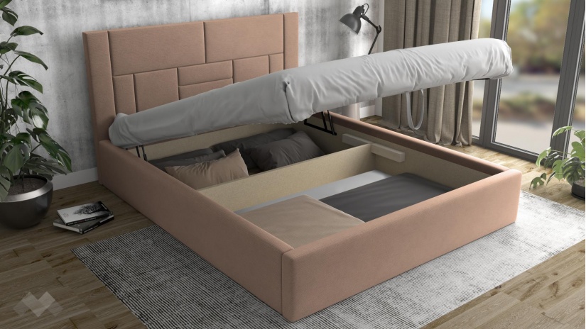 Тапицирана спалня 160/200 Биляна с включен матрак Бонел 160/200 светло кафява - изглед 2 - МебелМаг Тапицирана спалня 160/200 Биляна с включен матрак Бонел 160/200 светло кафява - изглед 2