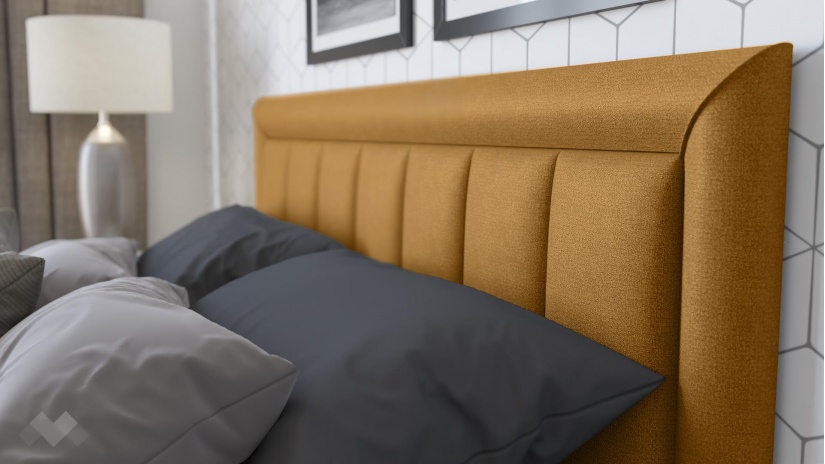 Тапицирана спалня 140/200 Бори с включен матрак Бонел 140/200 горчица - изглед 3 - МебелМаг Тапицирана спалня 140/200 Бори с включен матрак Бонел 140/200 горчица - изглед 3