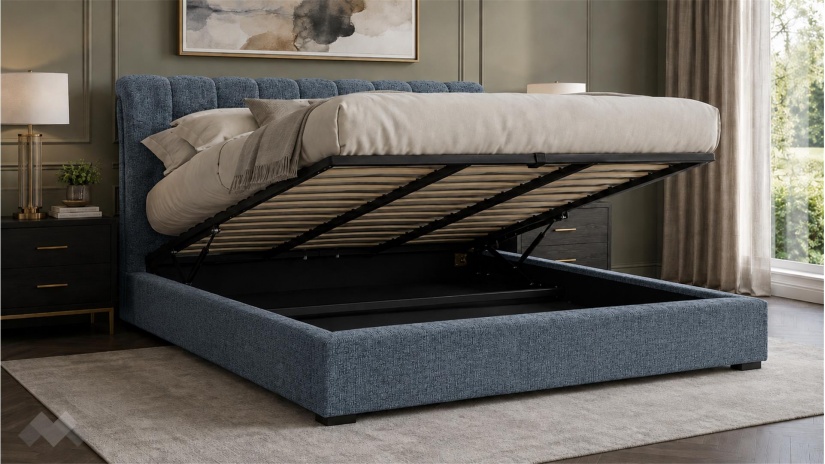Тапицирана спалня 180/200 Деляра с включен матрак Sleep Nuvia 180/200 син - изглед 2