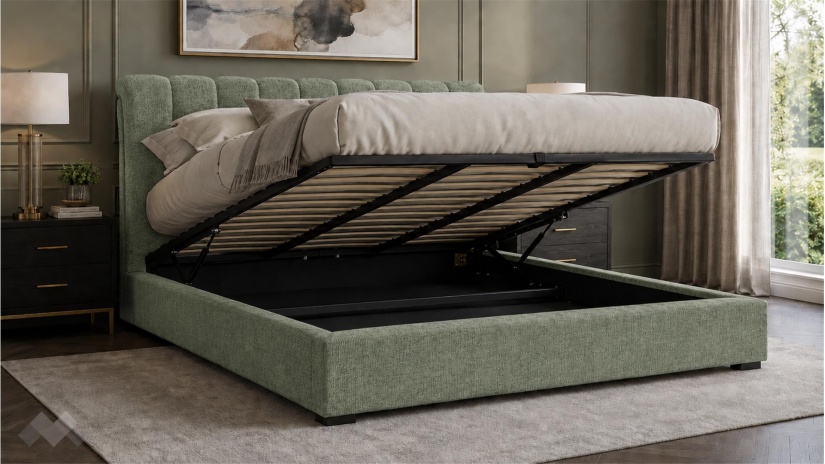 Тапицирана спалня 180/200 Деляра с включен матрак Sleep Nuvia 180/200 зелен - изглед 2