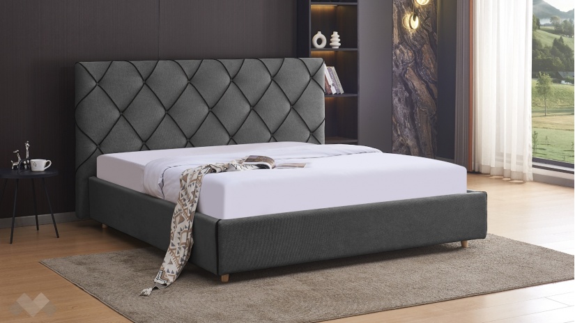 Тапицирана спалня 180/200 Фиора с включен матрак Sleep Nuvia 180/200 графит - изглед 1