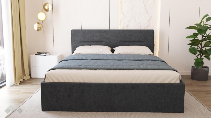 Тапицирана спалня 160/200 Фиорела с включен матрак Бонел 160/200 графит - изглед 2 - МебелМаг Тапицирана спалня 160/200 Фиорела с включен матрак Бонел 160/200 графит - изглед 2