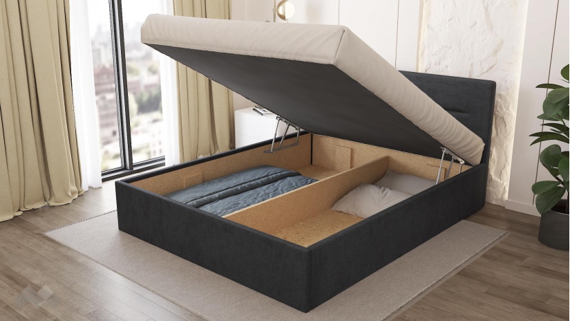 Тапицирана спалня 160/200 Фиорела с включен матрак Бонел 160/200 графит - изглед 4 - МебелМаг Тапицирана спалня 160/200 Фиорела с включен матрак Бонел 160/200 графит - изглед 4