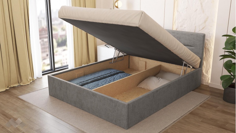 Тапицирана спалня 160/200 Фиорела с включен матрак Бонел 160/200 сив - изглед 4 - МебелМаг Тапицирана спалня 160/200 Фиорела с включен матрак Бонел 160/200 сив - изглед 4