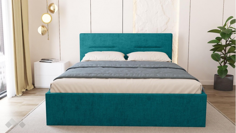 Тапицирана спалня 160/200 Фиорела с включен матрак Бонел 160/200 тюркоаз - изглед 2 - МебелМаг Тапицирана спалня 160/200 Фиорела с включен матрак Бонел 160/200 тюркоаз - изглед 2