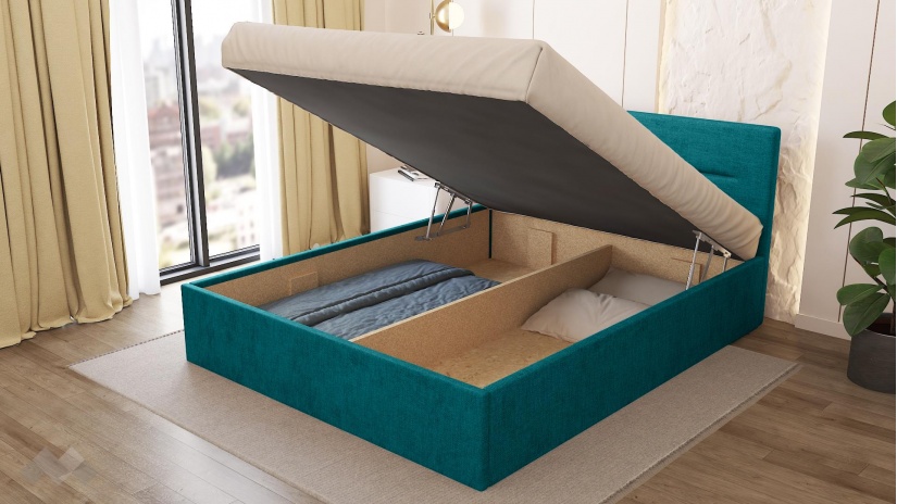 Тапицирана спалня 160/200 Фиорела с включен матрак Бонел 160/200 тюркоаз - изглед 4 - МебелМаг Тапицирана спалня 160/200 Фиорела с включен матрак Бонел 160/200 тюркоаз - изглед 4