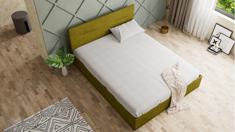 Тапицирана спалня 160/200 Фиорела с включен матрак Бонел 160/200 зелен - изглед 3 - МебелМаг Тапицирана спалня 160/200 Фиорела с включен матрак Бонел 160/200 зелен - изглед 3