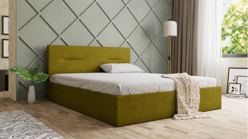 Тапицирана спалня 160/200 Фиорела с включен матрак Бонел 160/200 зелен - изглед 1 - МебелМаг Тапицирана спалня 160/200 Фиорела с включен матрак Бонел 160/200 зелен - изглед 1