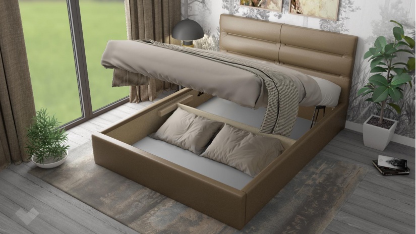 Тапицирана спалня 160/200 Ивалина с включен матрак Бонел 160/200 капучино - изглед 2 - МебелМаг Тапицирана спалня 160/200 Ивалина с включен матрак Бонел 160/200 капучино - изглед 2