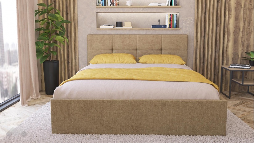 Тапицирана спалня 160/200 Камил с включен матрак Бонел 160/200 бежов - изглед 2 - МебелМаг Тапицирана спалня 160/200 Камил с включен матрак Бонел 160/200 бежов - изглед 2