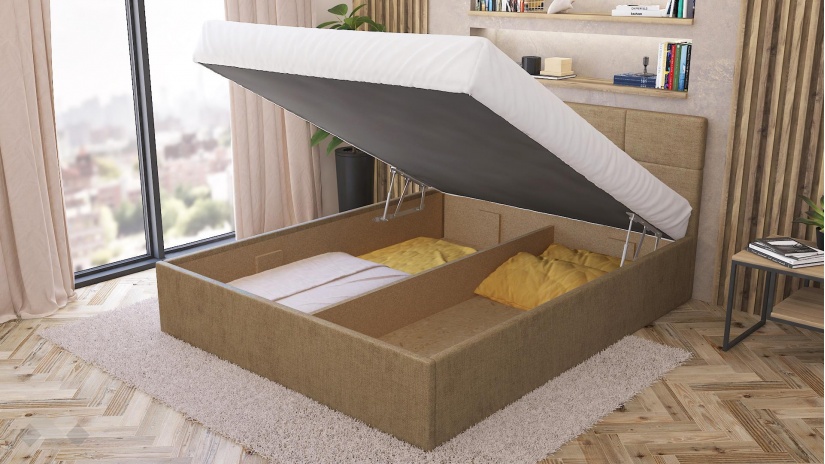 Тапицирана спалня 160/200 Камил с включен матрак Бонел 160/200 бежов - изглед 4 - МебелМаг Тапицирана спалня 160/200 Камил с включен матрак Бонел 160/200 бежов - изглед 4