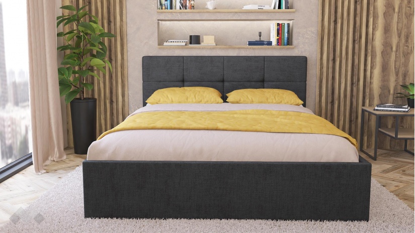 Тапицирана спалня 160/200 Камил с включен матрак Бонел 160/200 графит - изглед 2 - МебелМаг Тапицирана спалня 160/200 Камил с включен матрак Бонел 160/200 графит - изглед 2