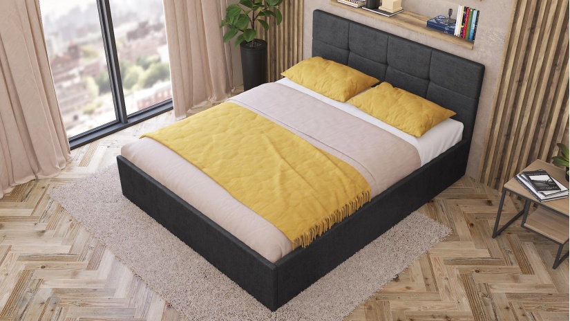 Тапицирана спалня 160/200 Камил с включен матрак Бонел 160/200 графит - изглед 3 - МебелМаг Тапицирана спалня 160/200 Камил с включен матрак Бонел 160/200 графит - изглед 3