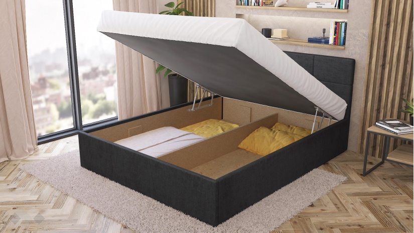 Тапицирана спалня 160/200 Камил с включен матрак Бонел 160/200 графит - изглед 4 - МебелМаг Тапицирана спалня 160/200 Камил с включен матрак Бонел 160/200 графит - изглед 4