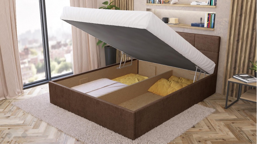 Тапицирана спалня 160/200 Камил с включен матрак Бонел 160/200 кафяв - изглед 4 - МебелМаг Тапицирана спалня 160/200 Камил с включен матрак Бонел 160/200 кафяв - изглед 4