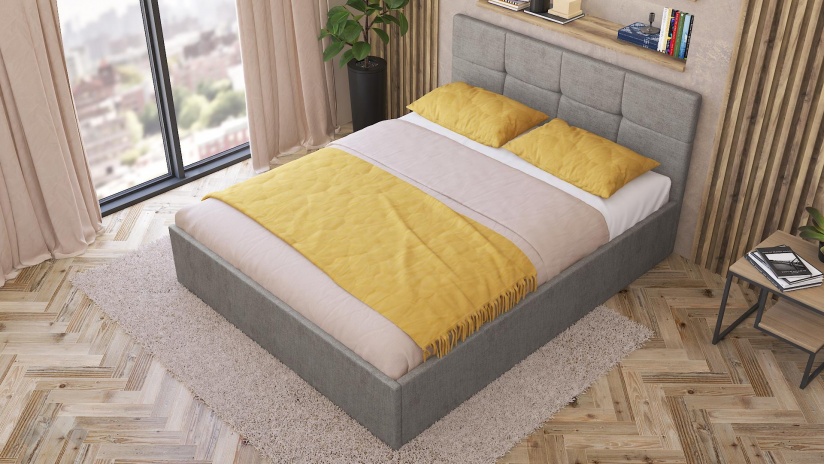 Тапицирана спалня 160/200 Камил с включен матрак Бонел 160/200 сив - изглед 3 - МебелМаг Тапицирана спалня 160/200 Камил с включен матрак Бонел 160/200 сив - изглед 3