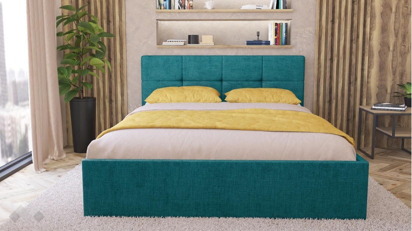 Тапицирана спалня 160/200 Камил с включен матрак Бонел 160/200 тюркоаз - изглед 2 - МебелМаг Тапицирана спалня 160/200 Камил с включен матрак Бонел 160/200 тюркоаз - изглед 2