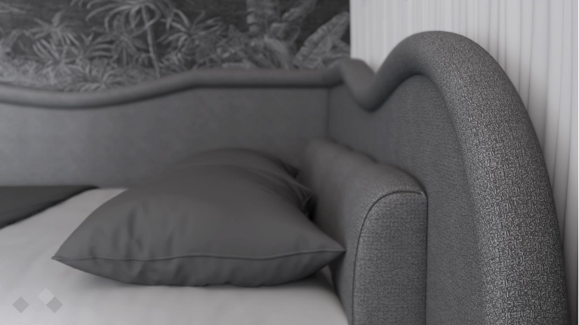 Тапицирана спалня 120/190 Марта с включен матрак Бонел 120/190 сив - изглед 3 - МебелМаг Тапицирана спалня 120/190 Марта с включен матрак Бонел 120/190 сив - изглед 3