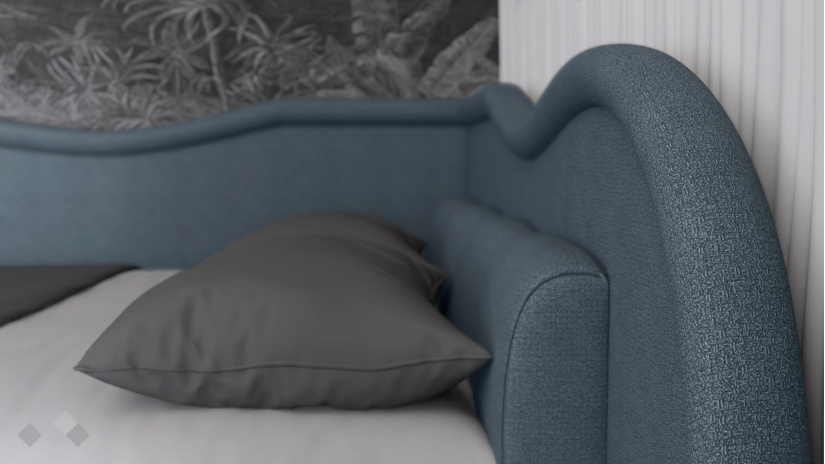 Тапицирана спалня 120/190 Марта с включен матрак Бонел 120/190 син - изглед 3 - МебелМаг Тапицирана спалня 120/190 Марта с включен матрак Бонел 120/190 син - изглед 3