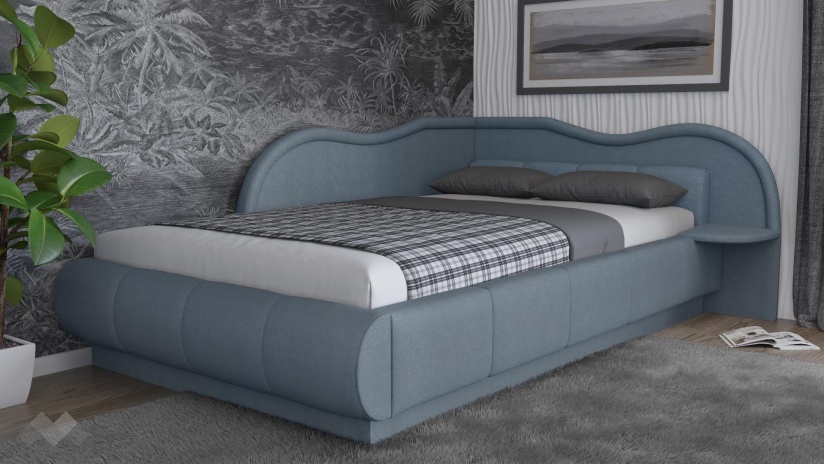 Тапицирана спалня 120/190 Марта с включен матрак Бонел 120/190 син - изглед 1 - МебелМаг Тапицирана спалня 120/190 Марта с включен матрак Бонел 120/190 син - изглед 1