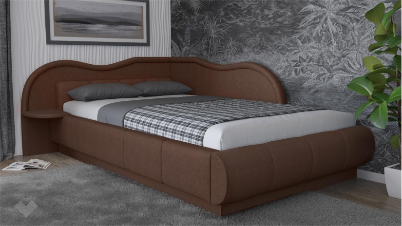 Тапицирана спалня 120/190 Марта с включен матрак Бонел 120/190 кафяв - изглед 1