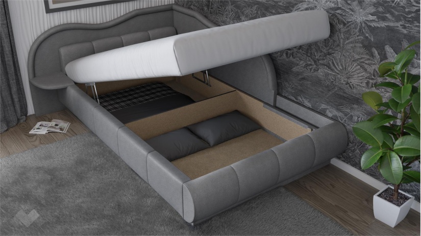 Тапицирана спалня 120/190 Марта с включен матрак Бонел 120/190 сив - изглед 2 - МебелМаг Тапицирана спалня 120/190 Марта с включен матрак Бонел 120/190 сив - изглед 2