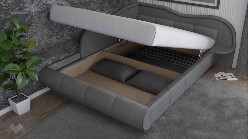 Тапицирана спалня 140/200 Марта с включен матрак Бонел 140/200 сив - изглед 2 - МебелМаг Тапицирана спалня 140/200 Марта с включен матрак Бонел 140/200 сив - изглед 2