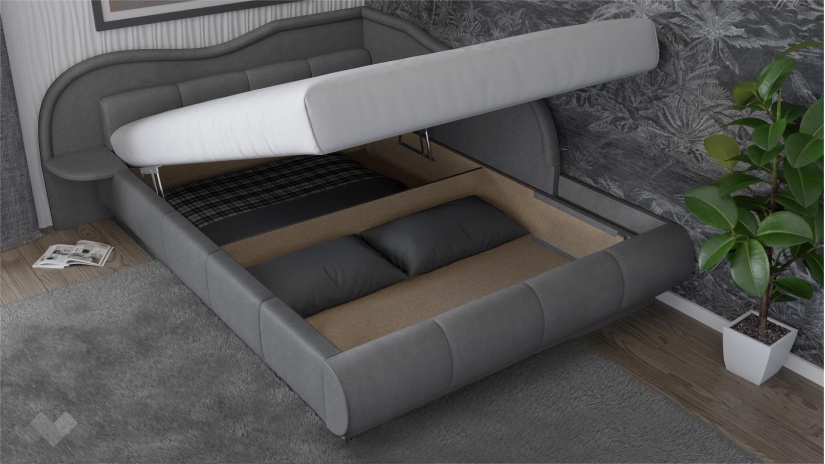 Тапицирана спалня 140/200 Марта с включен матрак Бонел 140/200 сив - изглед 2 - МебелМаг Тапицирана спалня 140/200 Марта с включен матрак Бонел 140/200 сив - изглед 2