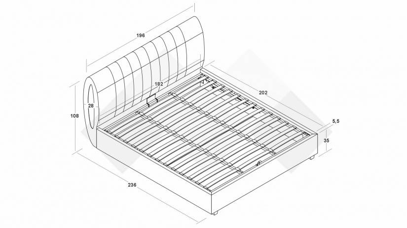 Тапицирана спалня 180/200 Милоа с включен матрак Sleep Nuvia 180/200 син - изглед 3