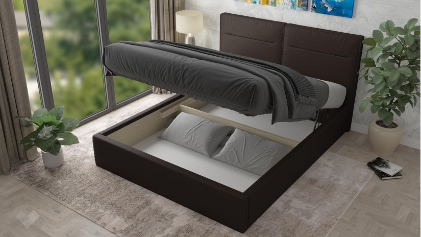 Тапицирана спалня 160/200 Никол с включен матрак Бонел 160/200 кафяв - изглед 2 - МебелМаг Тапицирана спалня 160/200 Никол с включен матрак Бонел 160/200 кафяв - изглед 2