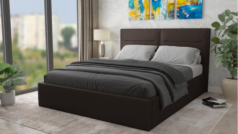 Тапицирана спалня 160/200 Никол с включен матрак Бонел 160/200 кафяв - изглед 1 - МебелМаг Тапицирана спалня 160/200 Никол с включен матрак Бонел 160/200 кафяв - изглед 1