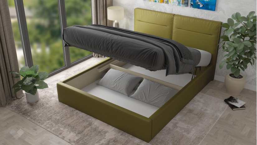 Тапицирана спалня 160/200 Никол с включен матрак Бонел 160/200 зелен - изглед 2 - МебелМаг Тапицирана спалня 160/200 Никол с включен матрак Бонел 160/200 зелен - изглед 2