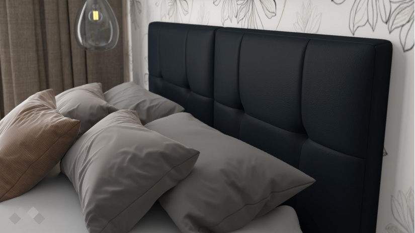 Тапицирана спалня 160/200 Ния с включен матрак Бонел 160/200 черна - изглед 3 - МебелМаг Тапицирана спалня 160/200 Ния с включен матрак Бонел 160/200 черна - изглед 3