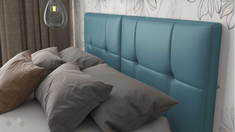 Тапицирана спалня 160/200 Ния с включен матрак Бонел 160/200 небесно синя - изглед 3 - МебелМаг Тапицирана спалня 160/200 Ния с включен матрак Бонел 160/200 небесно синя - изглед 3