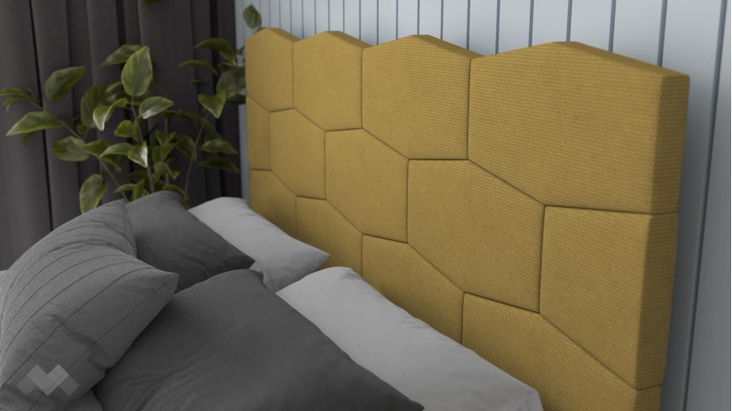 Тапицирана спалня 160/200 Сияна с включен матрак Бонел 160/200 горчица - изглед 3 - МебелМаг Тапицирана спалня 160/200 Сияна с включен матрак Бонел 160/200 горчица - изглед 3