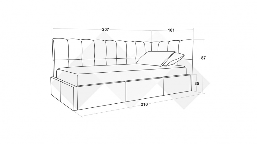 Тапицирано легло 90/200 Борко с включен матрак Бонел 90/200 кафяв - изглед 4 - МебелМаг Тапицирано легло 90/200 Борко с включен матрак Бонел 90/200 кафяв - изглед 4