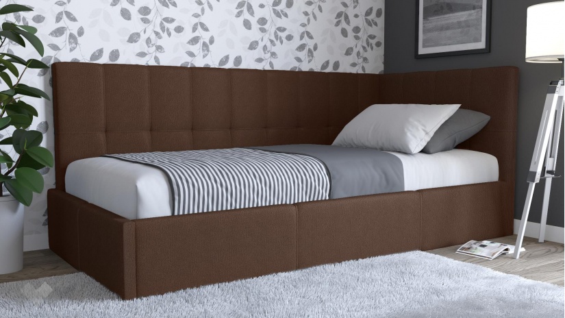 Тапицирано легло 90/200 Борко с включен матрак Бонел 90/200 кафяв - изглед 1 - МебелМаг Тапицирано легло 90/200 Борко с включен матрак Бонел 90/200 кафяв - изглед 1