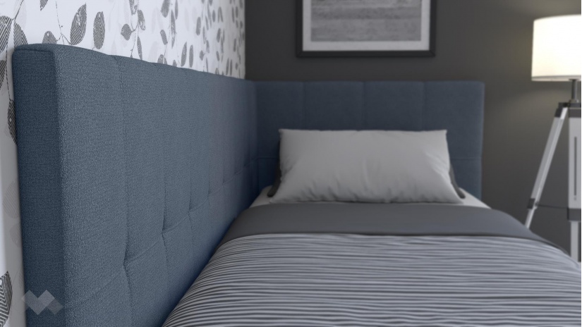 Тапицирано легло 90/200 Борко с включен матрак Бонел 90/200 син - изглед 3 - МебелМаг Тапицирано легло 90/200 Борко с включен матрак Бонел 90/200 син - изглед 3