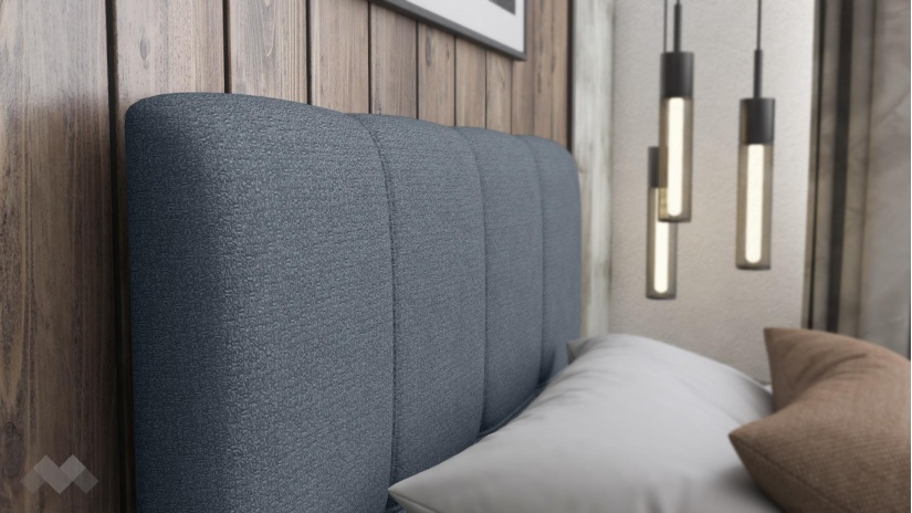 Тапицирано легло 90/200 Коко с включен матрак Бонел 90/200 син - изглед 3 - МебелМаг Тапицирано легло 90/200 Коко с включен матрак Бонел 90/200 син - изглед 3