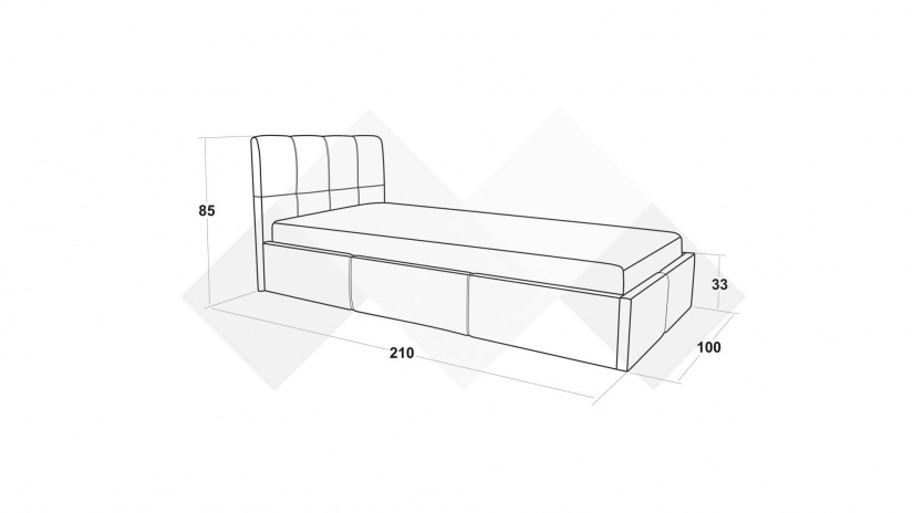 Тапицирано легло 90/200 Коко с включен матрак Бонел 90/200 сив - изглед 4