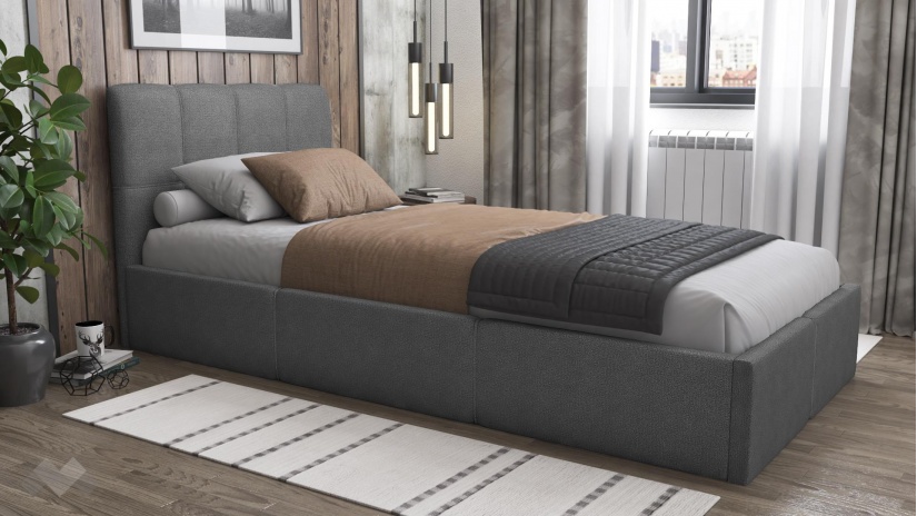 Тапицирано легло 90/200 Коко с включен матрак Бонел 90/200 сив - изглед 1