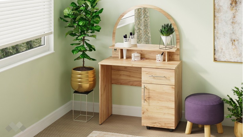 Тоалетка Каролина златен дъб - изглед 1 - МебелМаг Тоалетка Каролина златен дъб - изглед 1