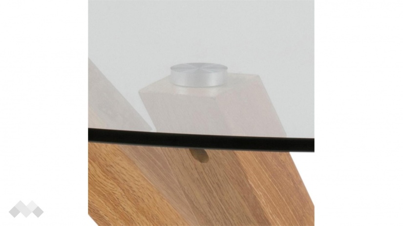 Трапезна маса Хевън неразтегателни стъкло със стомана дъб - изглед 4 - МебелМаг Трапезна маса Хевън неразтегателни стъкло със стомана дъб - изглед 4