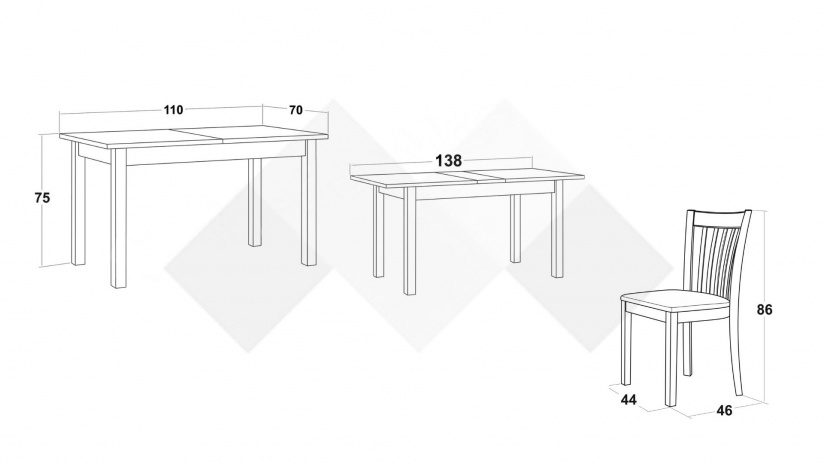 Трапезен комплект Нати M комплект със столове венге - изглед 3 - МебелМаг Трапезен комплект Нати M комплект със столове венге - изглед 3