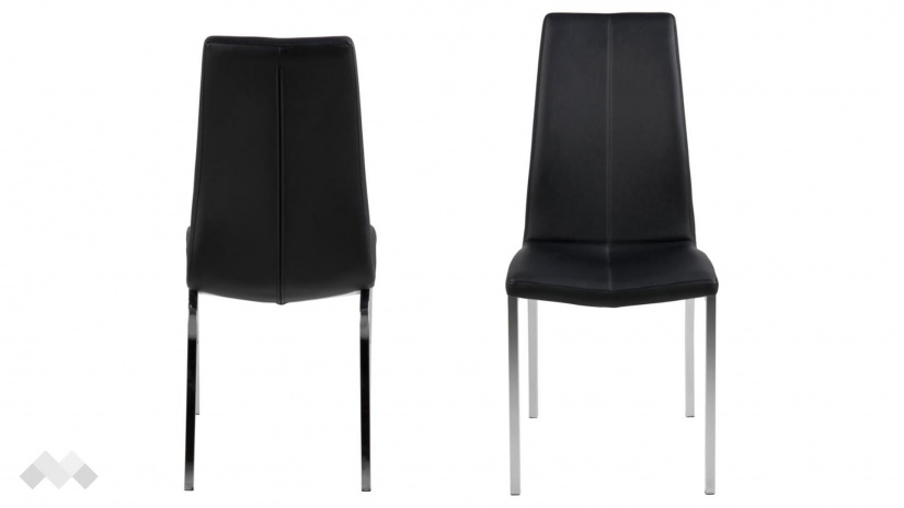 Трапезен стол Аска черен с хромирана основа - изглед 2 - МебелМаг Трапезен стол Аска черен с хромирана основа - изглед 2