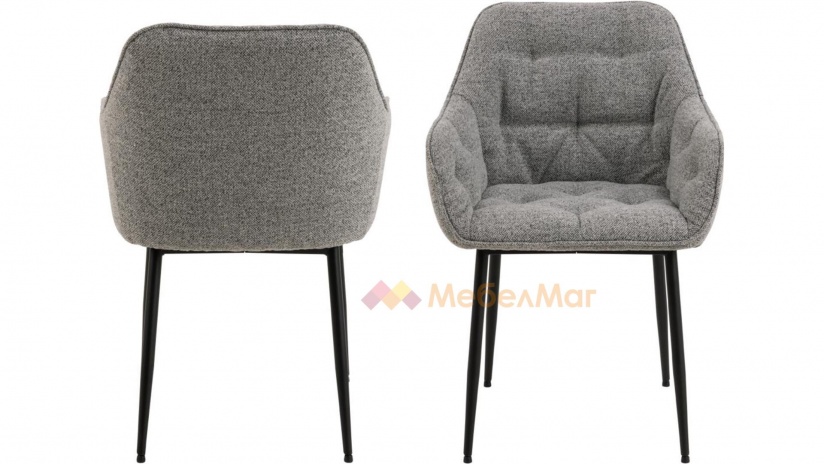 Трапезен стол Брук светло сив - изглед 2 - МебелМаг Трапезен стол Брук светло сив - изглед 2