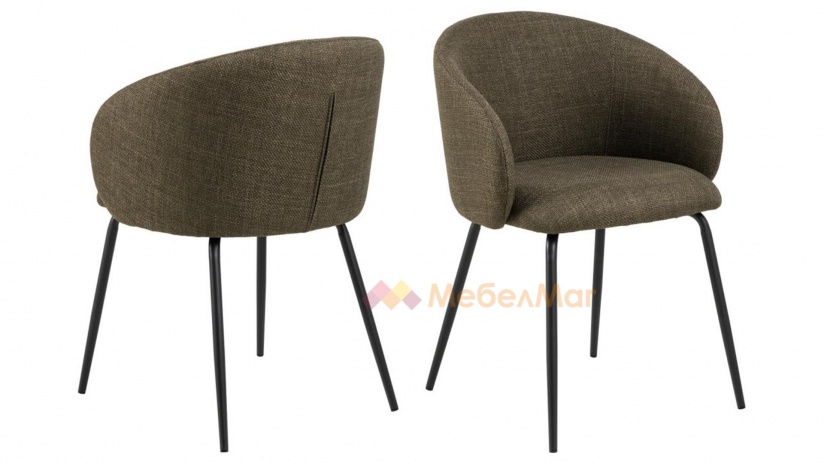 Трапезен стол Елинор маслено зелен - изглед 1 - МебелМаг Трапезен стол Елинор маслено зелен - изглед 1